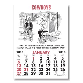 Press-N-Stick Calendars w Pictures - Cowboy